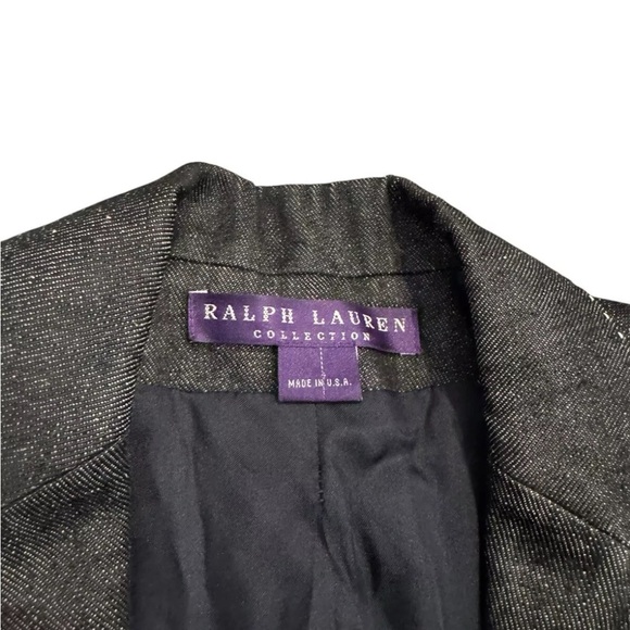 Ralph Lauren Purple Label Womens Button Linen Jacket Sz 2 Charcoal Blazer USA - Picture 5 of 15